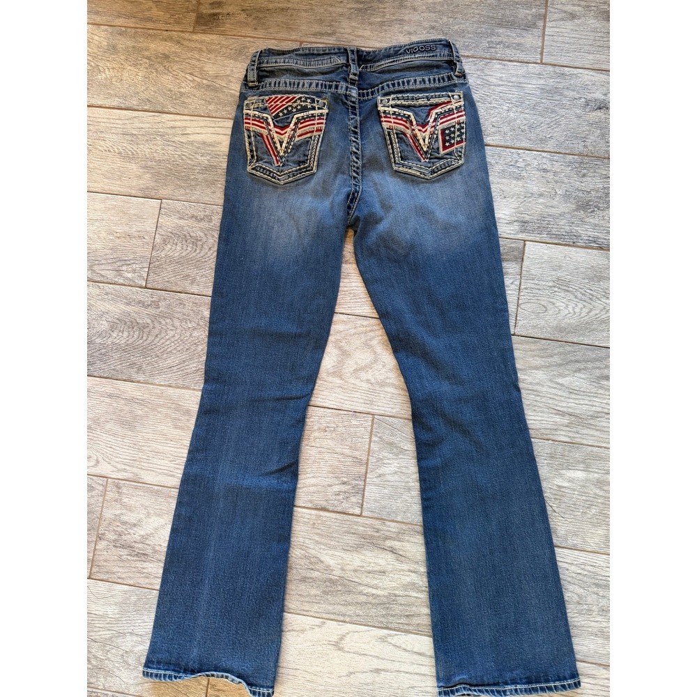 Vigoss Bootcut Jeans 8 Flag HoLeS Pocket Embroidered Stretch Boot Western Jean - Picture 7 of 16
